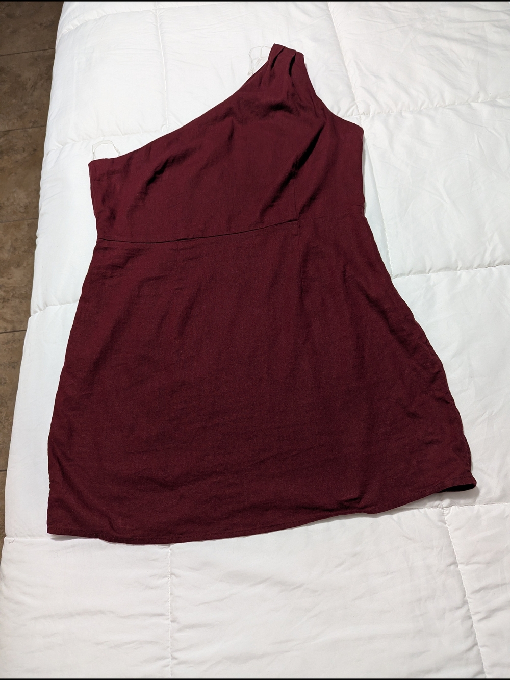 a new day One-Shoulder Wine Red Mini Dress